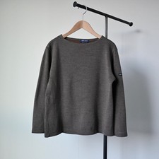 SAINT JAMES "double face" Breton sweater, grayish brown, 1/XS, made in France
