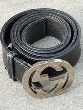 Gucci Men's Black Dress Belt Adjustable Logo Buckle Size 100-40 Designer Classic