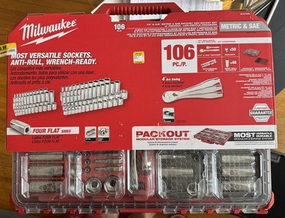 Milwaukee 48-22-9486 1/4'' and 3/8'' Metric & SAE Ratchet & Socket Set w/ Packout