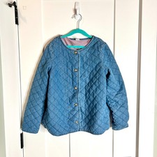 Carter's Girl's Denim Chambray Quilted Button-Up Work Barn Chore Jacket Sz 14