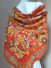 Carre Hermes Folklore Henri d Origny Orange H...