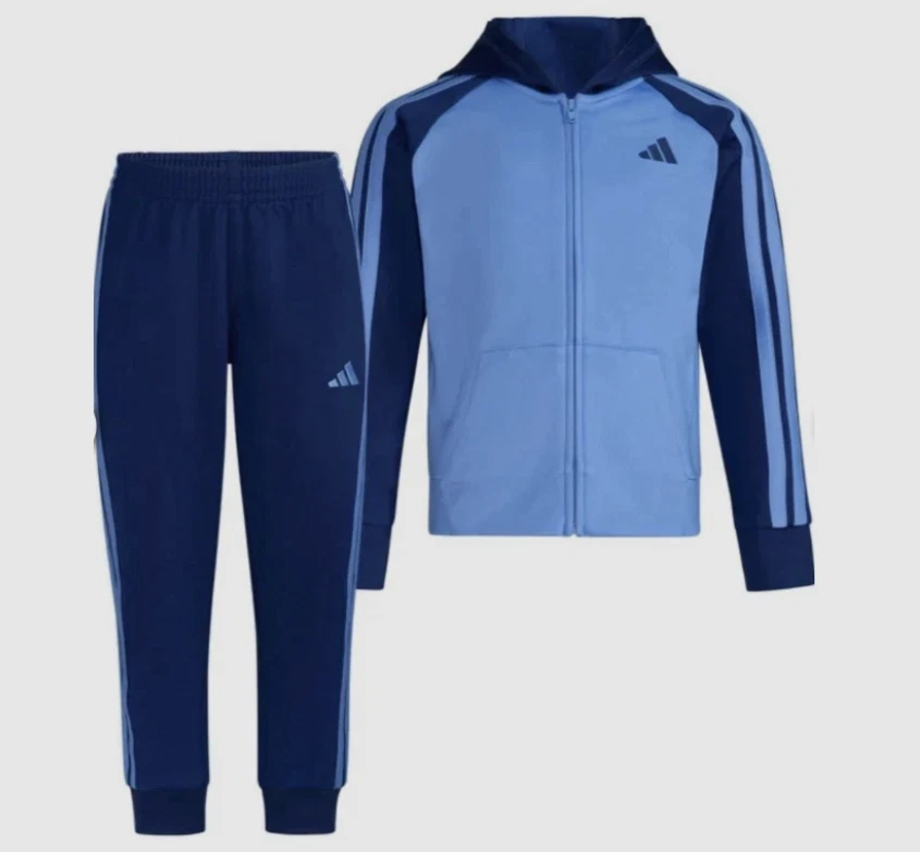 NWT Adidas Boys 2-Piece Tracksuit Set Jacket & Joggers Navy Size 5