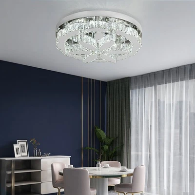 GREELUSTR UK Crystal LED Ceiling Light Chandelier Living Room Bedroom Dimmable with Remote