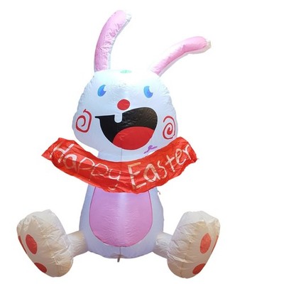 Easter Bunny Inflatable Outdoor Yard Decor Lighted Happy Easter Banner 3.5' NEW