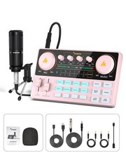 MAONO Podcast Equipment Bundle Audio mixer All-in-One AU-AM200-S1 Pink