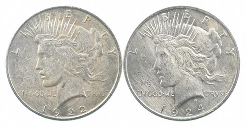 1922 & 1924 & Peace Silver Dollar $1 Bullion Collection Lot *921