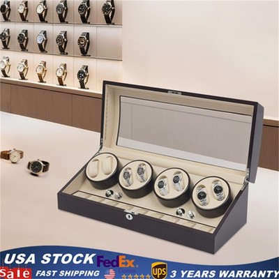 Automatic Watch Winder 17 Watches Storage Organizer Wooden Display Box with Lock