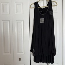 Jacopo Moda Italy Boho Sleeveless Double Layer Sequenced Stretch  Dress ONE SIZE