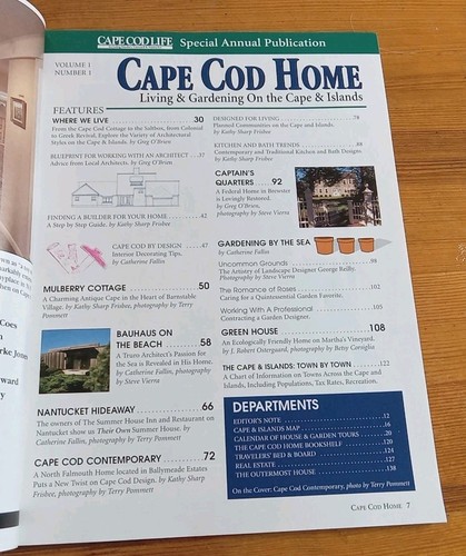 Cape Cod Home Magazine Living & Gardening Vol 1 Nr. 1 Ausgabe 1996-1997 kostenloser Versand - Bild 3 von 3