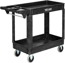 TUFFIOM Plastic Service Utility Cart with Wheels, 550Lbs Capacity Heavy Duty Tub