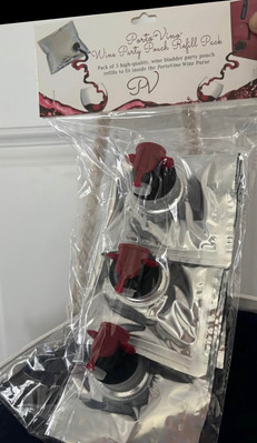 Porto Vino Refill Dispenser Pouches for Wine Purse - 3 Pack of 1.5L Each New
