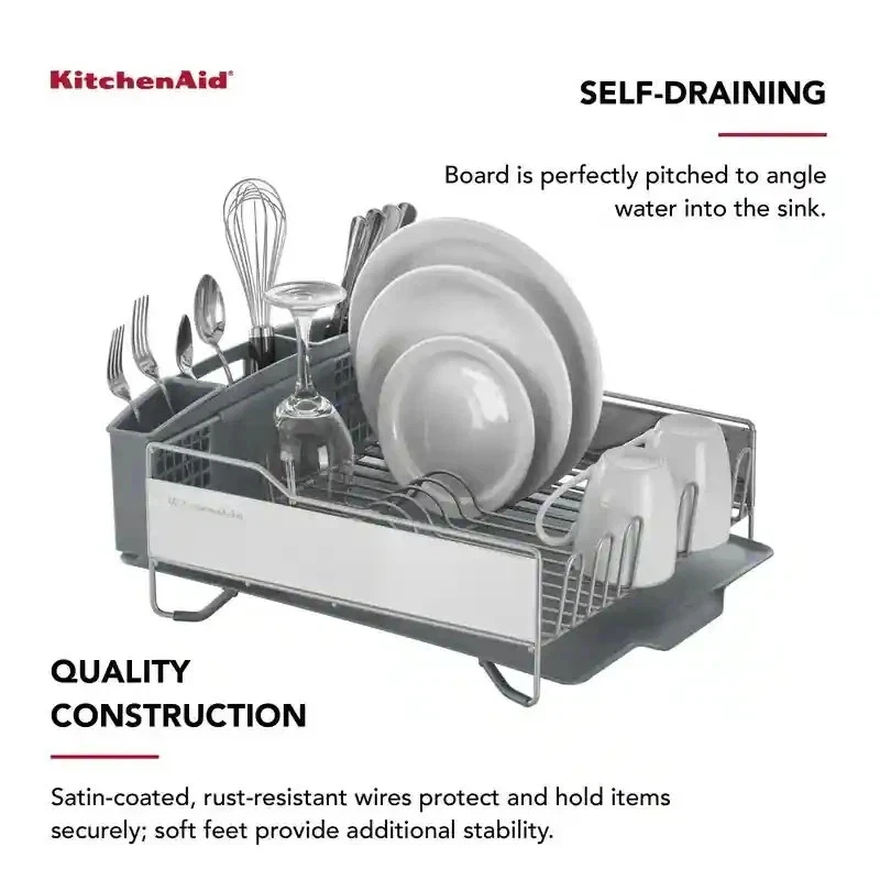 KitchenAid Full Size Dish Rack Metal, Plastic Grey 14.96" W X 20.08" D X 6.69" H - Image 4 of 4