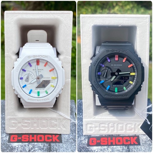 New Casio G-Shock GA2100 Rainbow Black or White Carbon Digital Watch Limited MOD