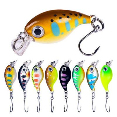 8PCS Lot Crankbait 3.6cm/2.1g Minnow Fishing Lure Hook Tackle Hard Bait Wobbler