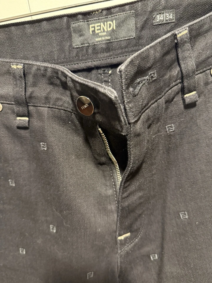 JEANS FENDI ZUCCA FF LOGO PIERNAS RECTAS NEGROS-TALLA-34/33 Foto 3 de 4