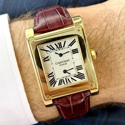 Cartier ゴールド アナログ腕時計 Cartier Tank a Vis Dual Time CPCP 18K Yellow Gold Manual Winding