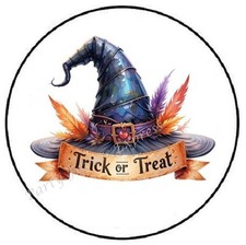 TRICK OR TREAT WITCH HAT HALLOWEEN ENVELOPE SEALS LABELS STICKERS PARTY FAVORS