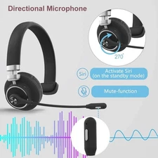 Wireless Over the Head Bluetooth Headset Truck Driver Noise Cancelling Boom Mic