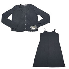 Art Class Kids Girls Button Front Cardigan with Dress Set X-Large Size 14 Black