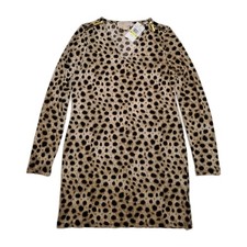 NWT Michael Kors Long Sleeve Leopard Mini Dress With Zipper Detail Size M