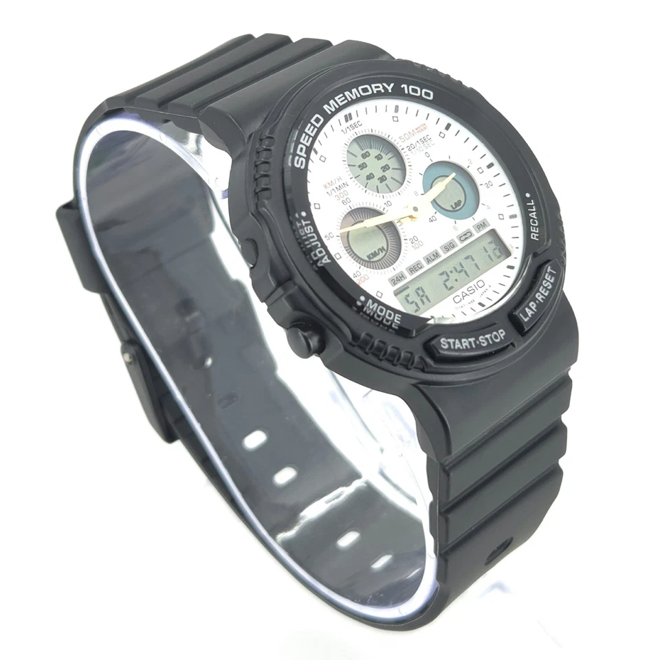 OROLOGIO NOS CASIO AW-20-7GV SPEED MEMORY 100 WR 50M VINTAGE ANA-DIGI COREA 1989 - Immagine 4 di 4