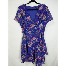 TAHARI ARTHUR S. LEVINE Floral Dress Blue Short Size 12