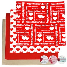 52 Sheets Red Mothers Day Tissue Wrapping Paper, 19.7, Gift Bags, Crafts