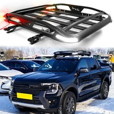 For Ford Ranger 50" Roof Rack Top Cargo Carrier Basket W/ Led Lights + Crossbar