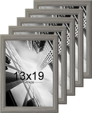 Set of 5 Grey 13X19 Picture Frames with Shatter Resistant Glass for Wall Display