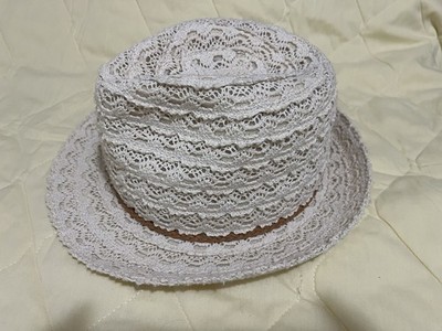 American Eagle Outfitters Ivory Lace Cotton Bucket Hat, One Size, Women s