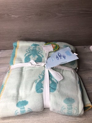 PAD Seaside throw Blanket New w tags Blue w Lobsters World Traveler Collection