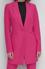 DKNY Women's Pink Solid Notched Collar One-Button Blazer Jacket Petite Size 4P