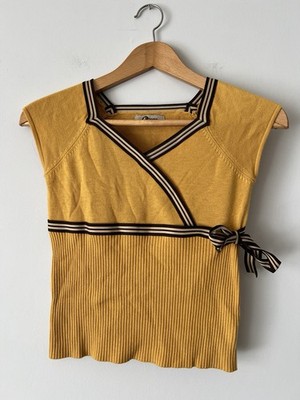 Rare EHome 90s Vintage Mustard Yellow Cotton Blend Top