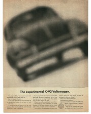 1961 Volkswagen X-93 Vintage Print Ad Experimental VW Bug Refinements