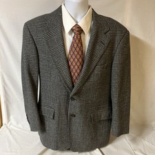 Vtg Polo Ralph Lauren Sport Coat Jacket Gray Plaid 40S 40 S 100 Wool Free Ship