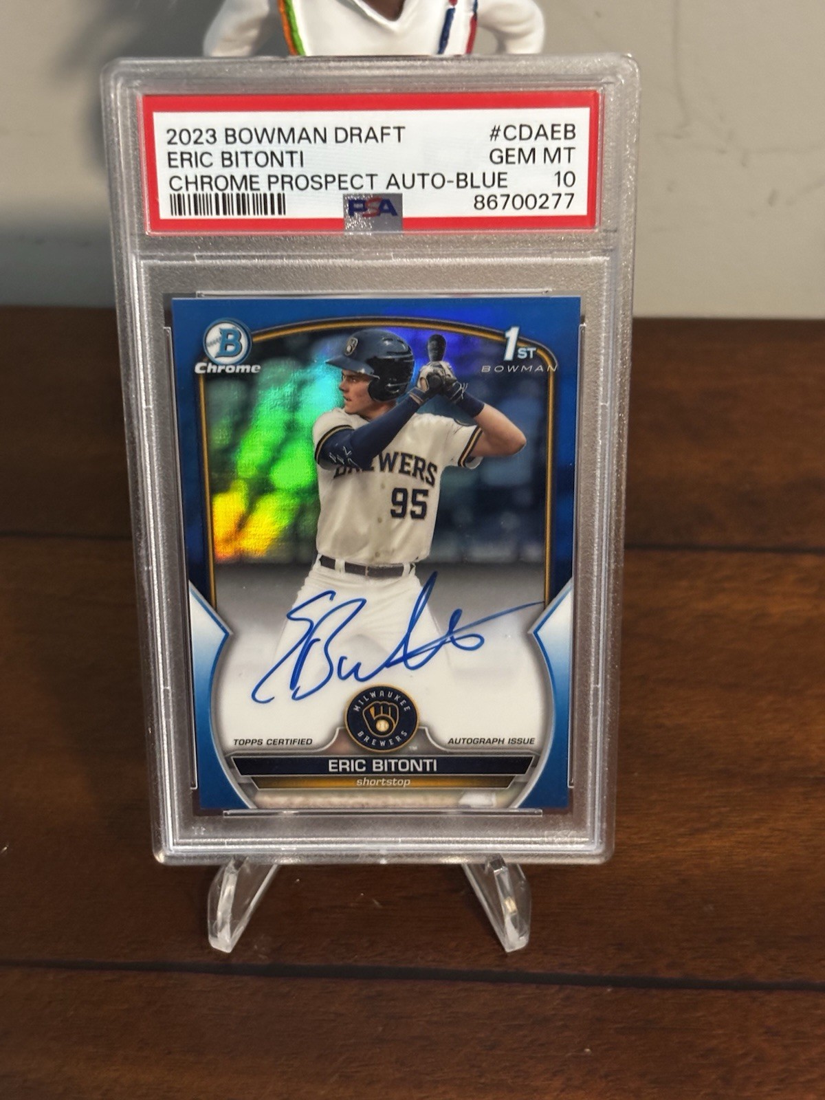 2023 Eric Bitonti 1st Bowman Chrome Auto True Blue /150 PSA 10 Gem Brewers