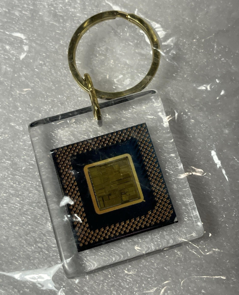 VTG Intel Inside Pentium Processor Keychain with CPU Chip Lucite