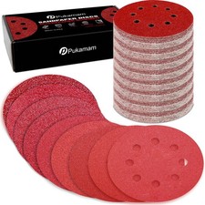 Pukamam 170 Pcs 5 inch Sanding Discs 40 60 80 120 180 240 320 5 inches, Red 0.21 per gallon