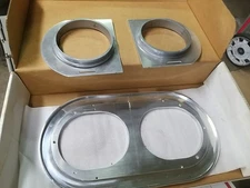 BILLET SPECIALTIES Dual Quad Ribbed Oval Air Cleaner Base & Carb Adapters 15650