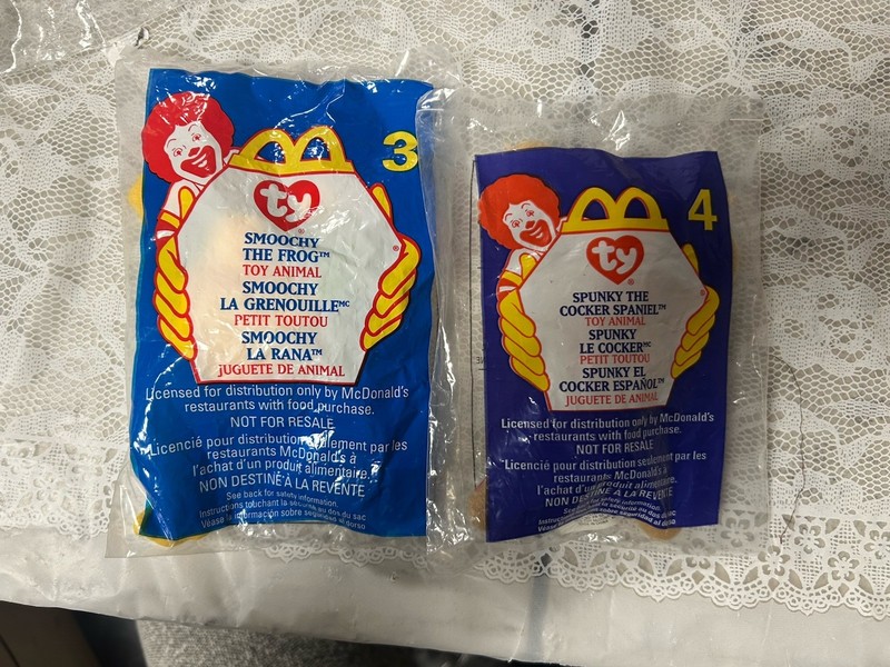 Lot Of 2 Vintage 1999 McDonald’s Ty Beanie Baby #3 #4 Smoochy Frog Spunky Dog