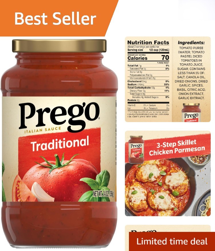 Salsa de pasta tradicional de 14 oz con tomates madurados en vid - indulgencia sin culpa