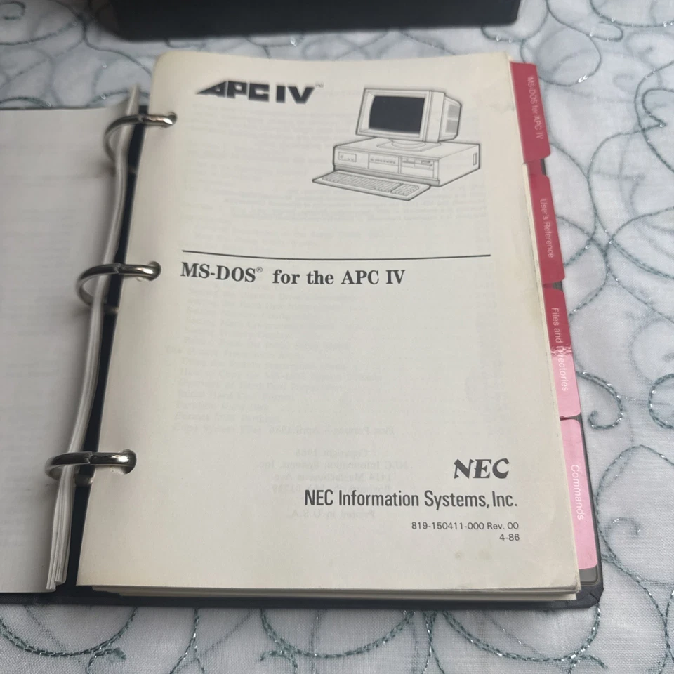 Vintage NEC APC IV MS-DOS User Manual Binder 1986 Personal Computer Guide - Image 3 of 4