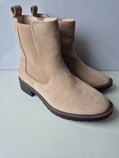 Stivali Chelsea Linzi Holland donna larghi scamosciati beige elasticizzati UK 4 EU 37