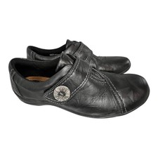 Clarks Black Flats Polished Leather Loafers