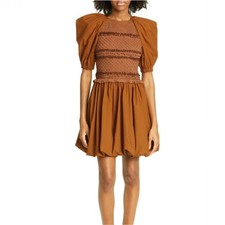 Ulla Johnson Sandstone Kali Smock Bodice Cotton Bubble Mini Dress NWOT Size 0