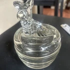 Vintage Jeanette Marigold Scottie Dog Carnival Glass Trinket Covered Dish-4” Dia