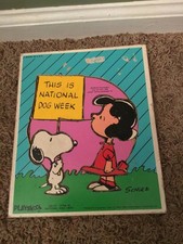 Vintage 1958 Playskool Peanuts National Dog Week 9 Piece Wooden Puzzle