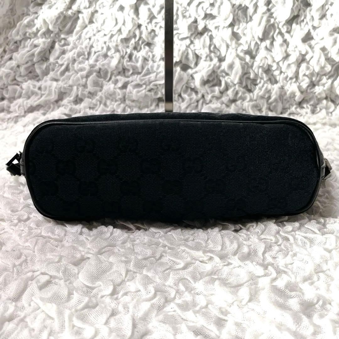 GUCCI GG Canvas Shoulder Bag Black Compact Crossbody Authentic Leather thumbnail 4