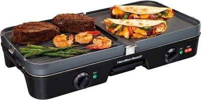 Hamilton Beach 3-in-1 Electric Indoor Grill + Griddle, 8-Serving, (38546) Black