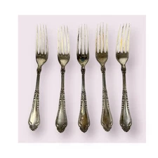 VTG 1847 Rogers Bros A1 Silverplate Baroque/Rococo Revival Forks Lot of 5